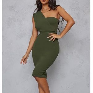 One shoulder dress midi